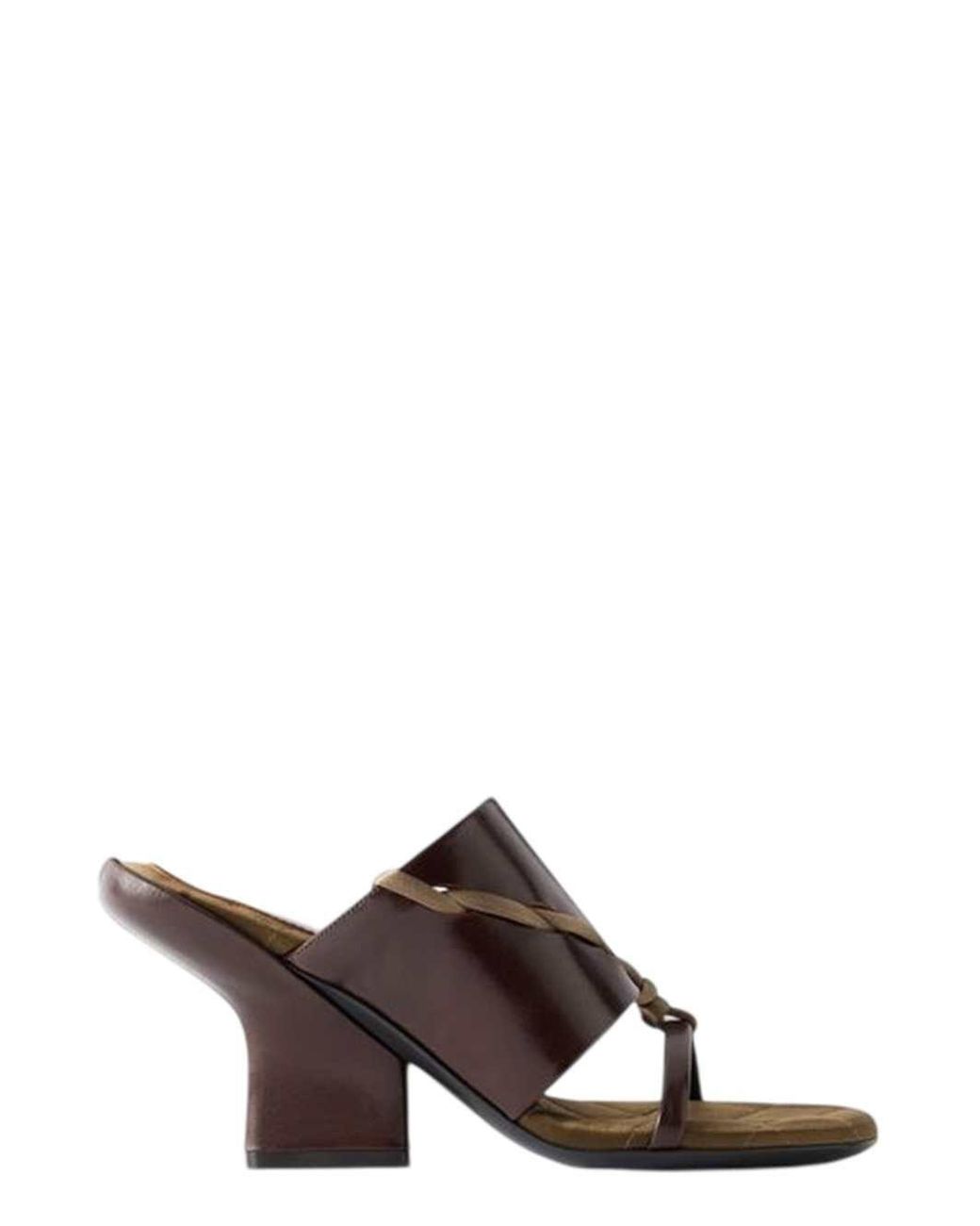 Dries Van Noten Brown Leather Slippers With Satin Trim
