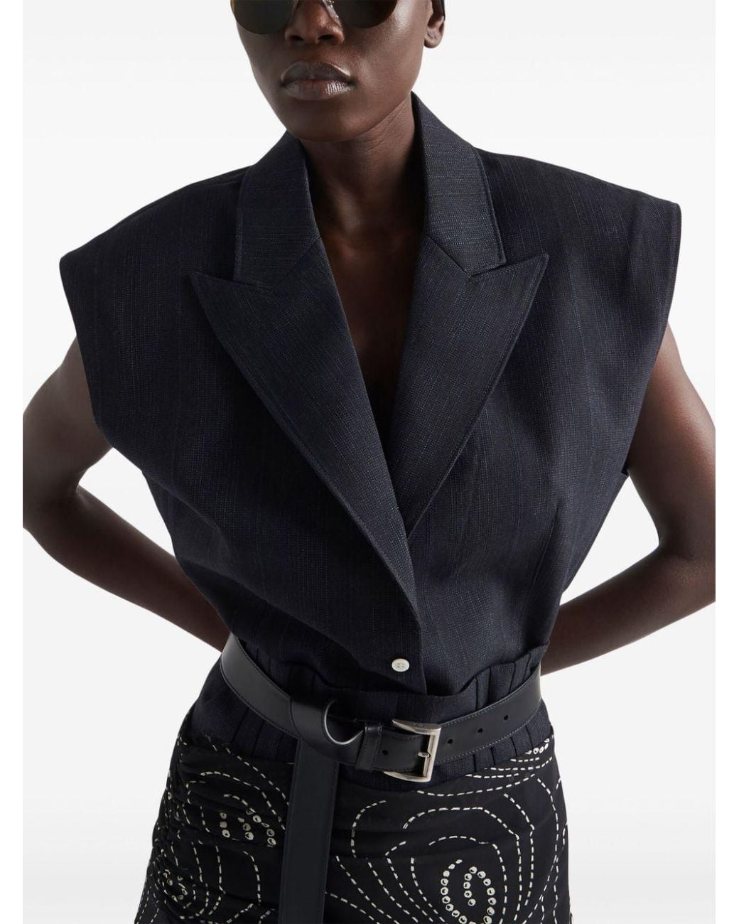 Prada Blue Sleeveless Wool Blazer