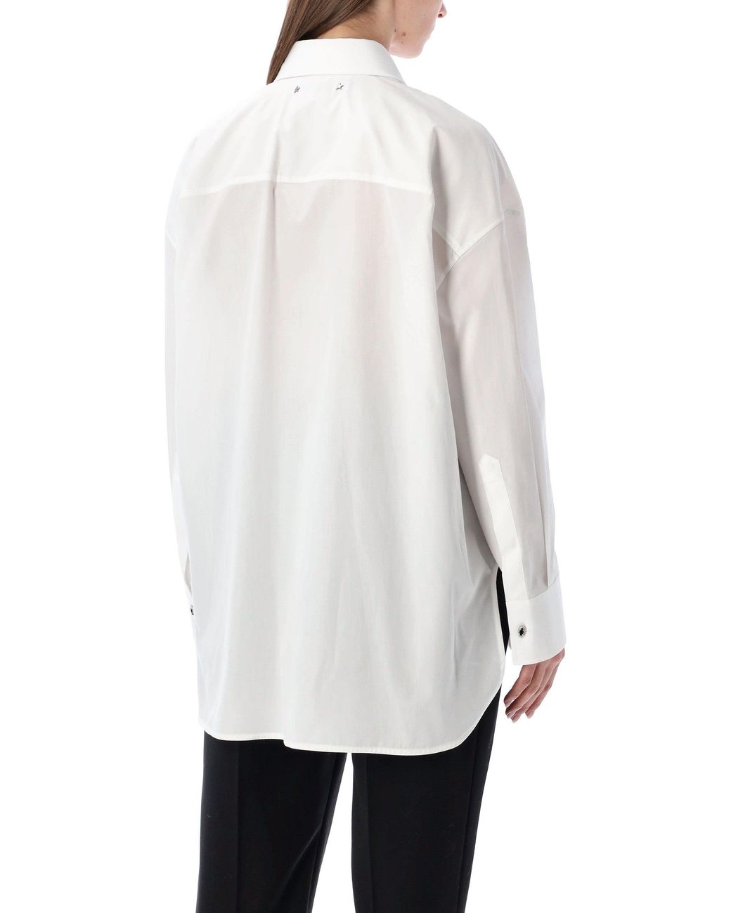 Golden Goose Deluxe Brand White Oversized Cotton Shirt With Pleated Bib And Jewel Buttons