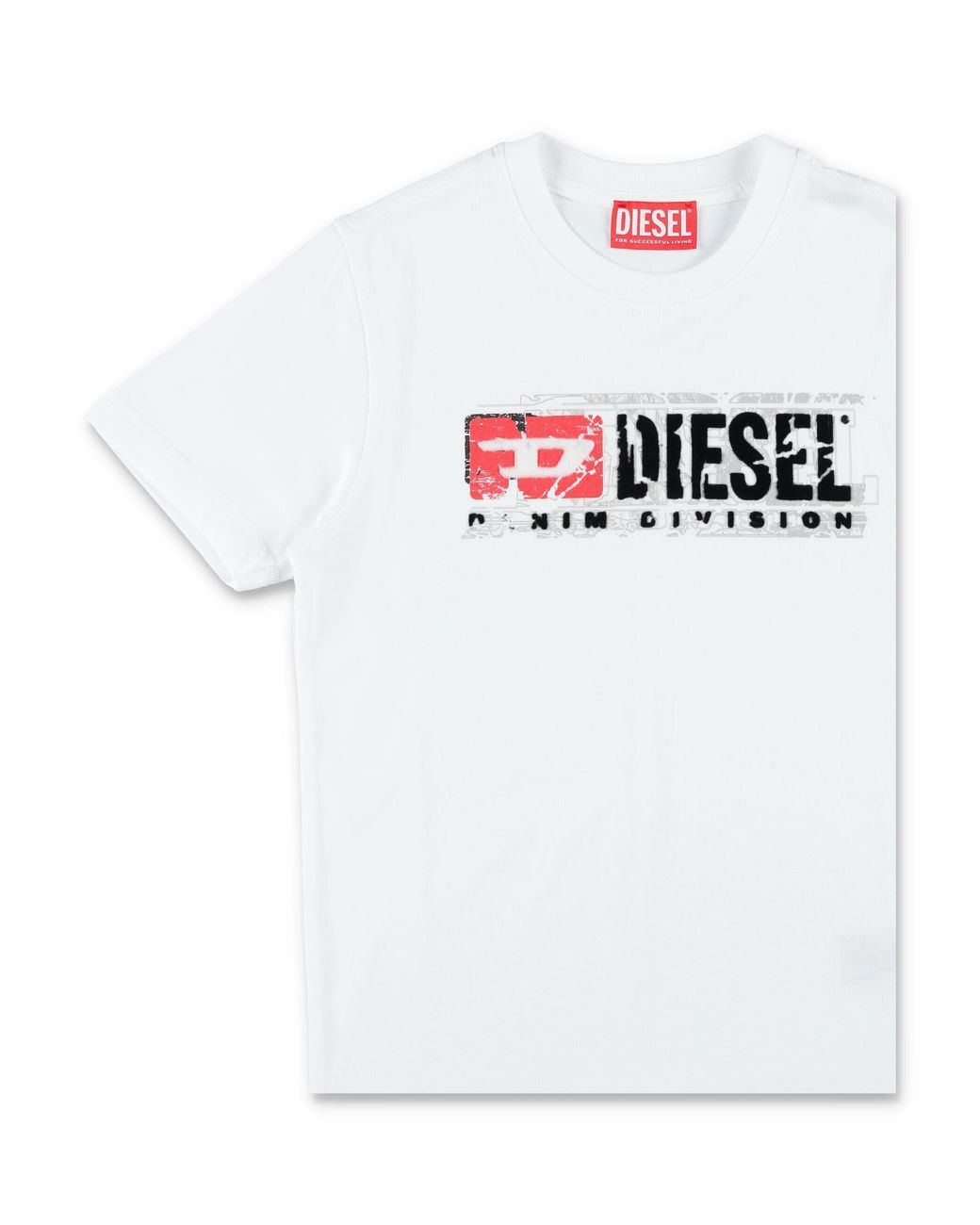 DIESEL White Boy's Denim Division Distressed Graphic Cotton T-Shirt