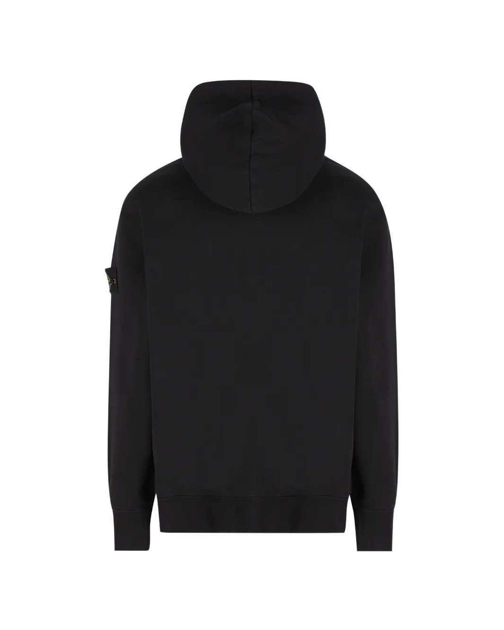 Stone Island Black Zip-Up Hoodie With Logo Appliqué