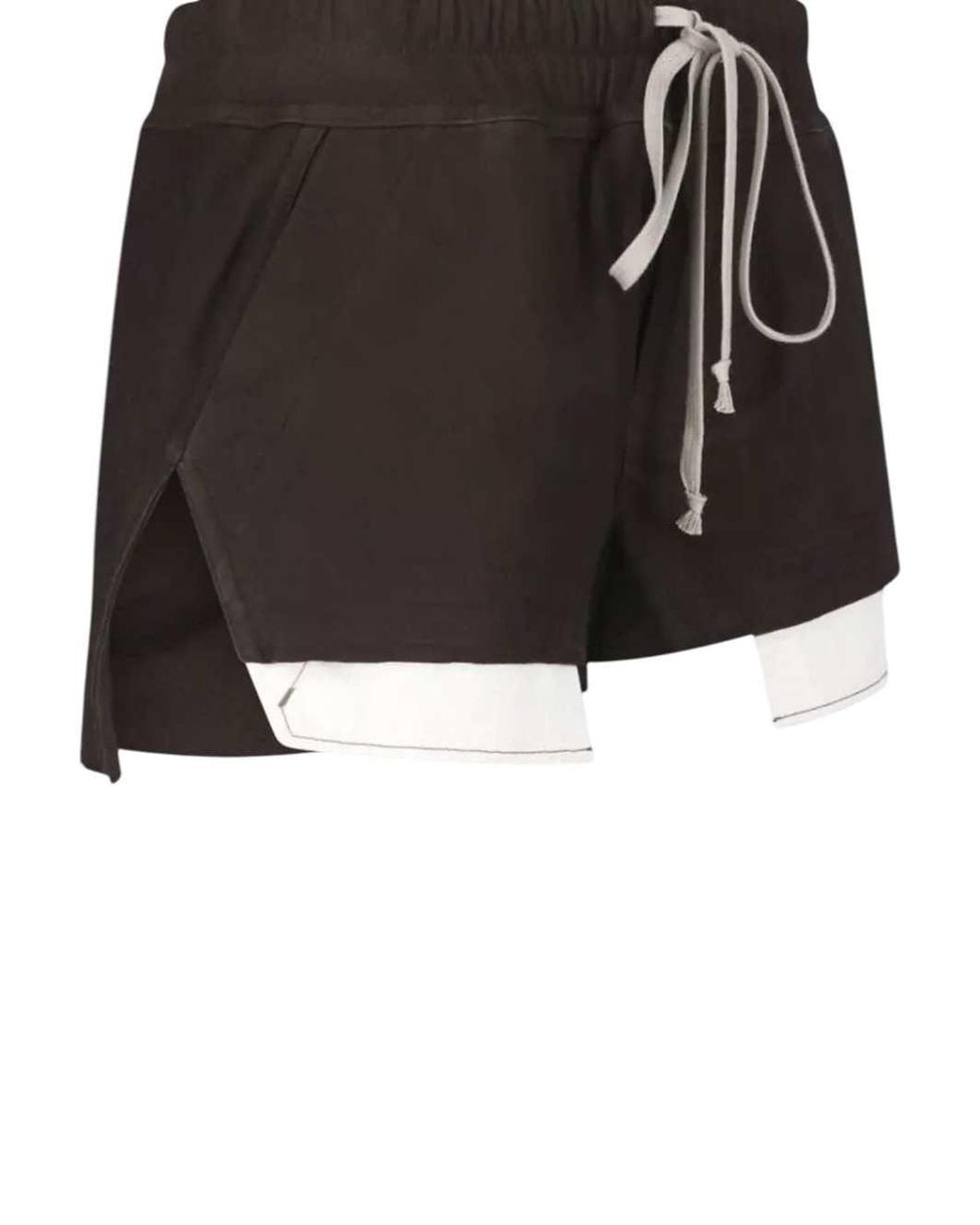 Rick Owens Black Leather Shorts