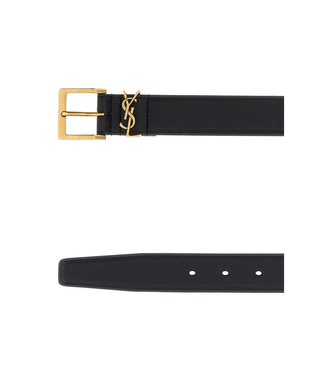 Saint Laurent Black Solid Buckle Belt