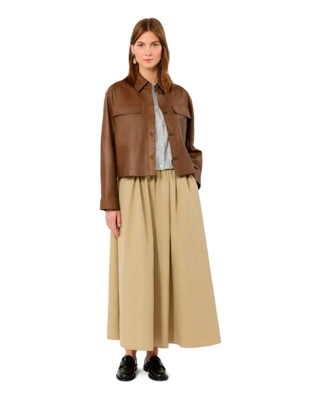 Weekend by Maxmara Brown Piovra Leather Jacket