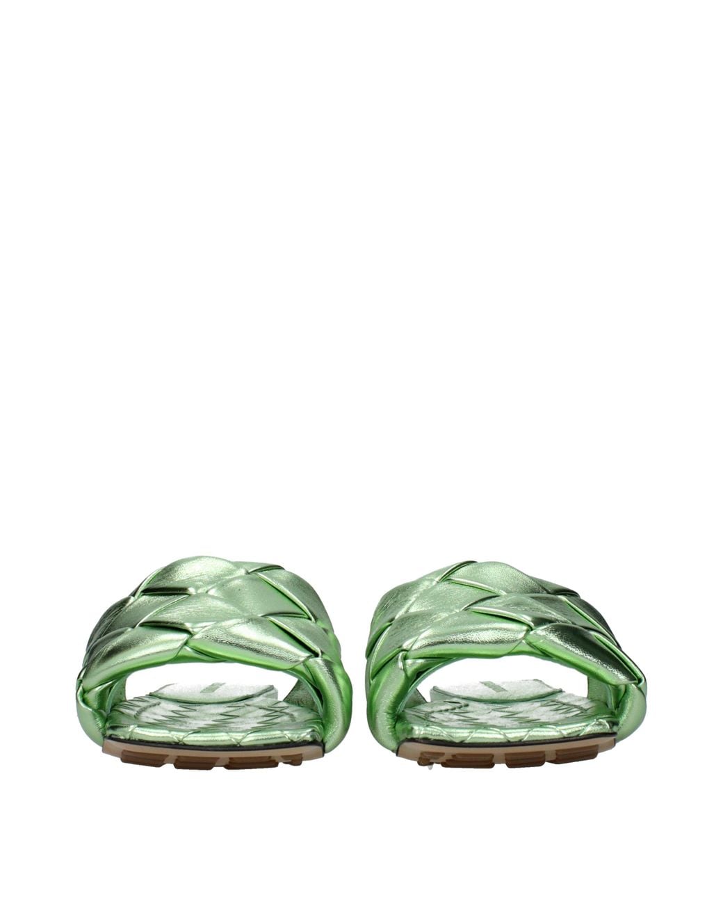 Bottega Veneta Green Flat Lido Sandals