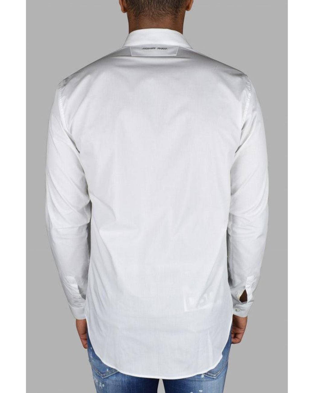 Philipp Plein Gray Cut Ls Skull Shirt for men