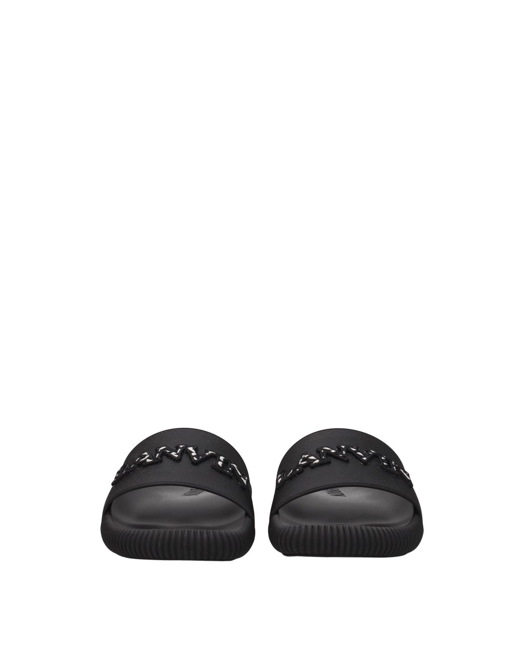 Lanvin Black Embellished Logo Slides