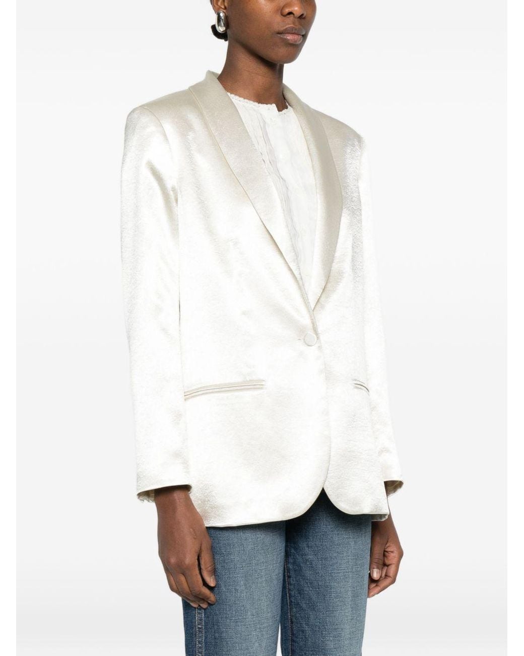 Alysi White Single-Breasted Blazer Jacket