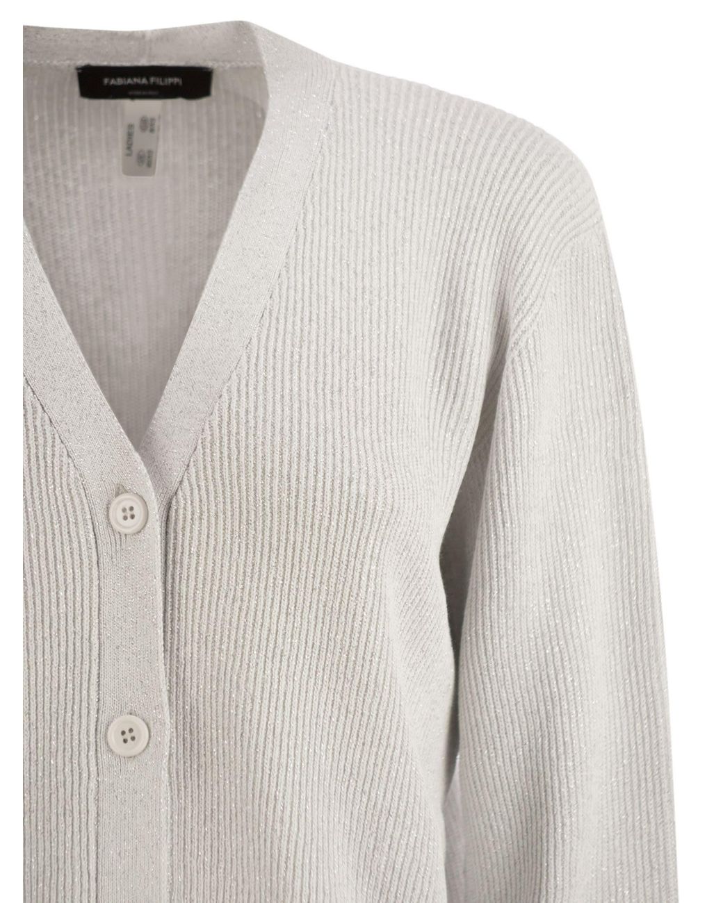 Fabiana Filippi White English Ribbed Cardigan
