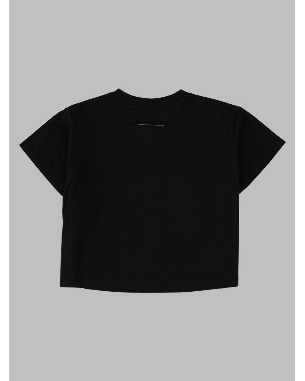 MM6 by Maison Margiela Black Cropped Graphic T-Shirt