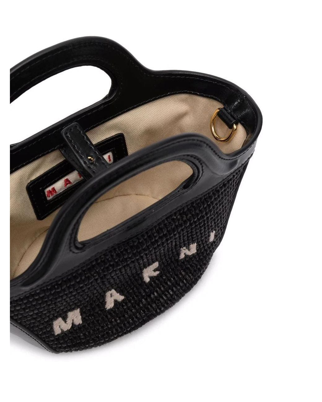 Marni Black Raffia And Leather Tropiacalia Micro Satchel Bag