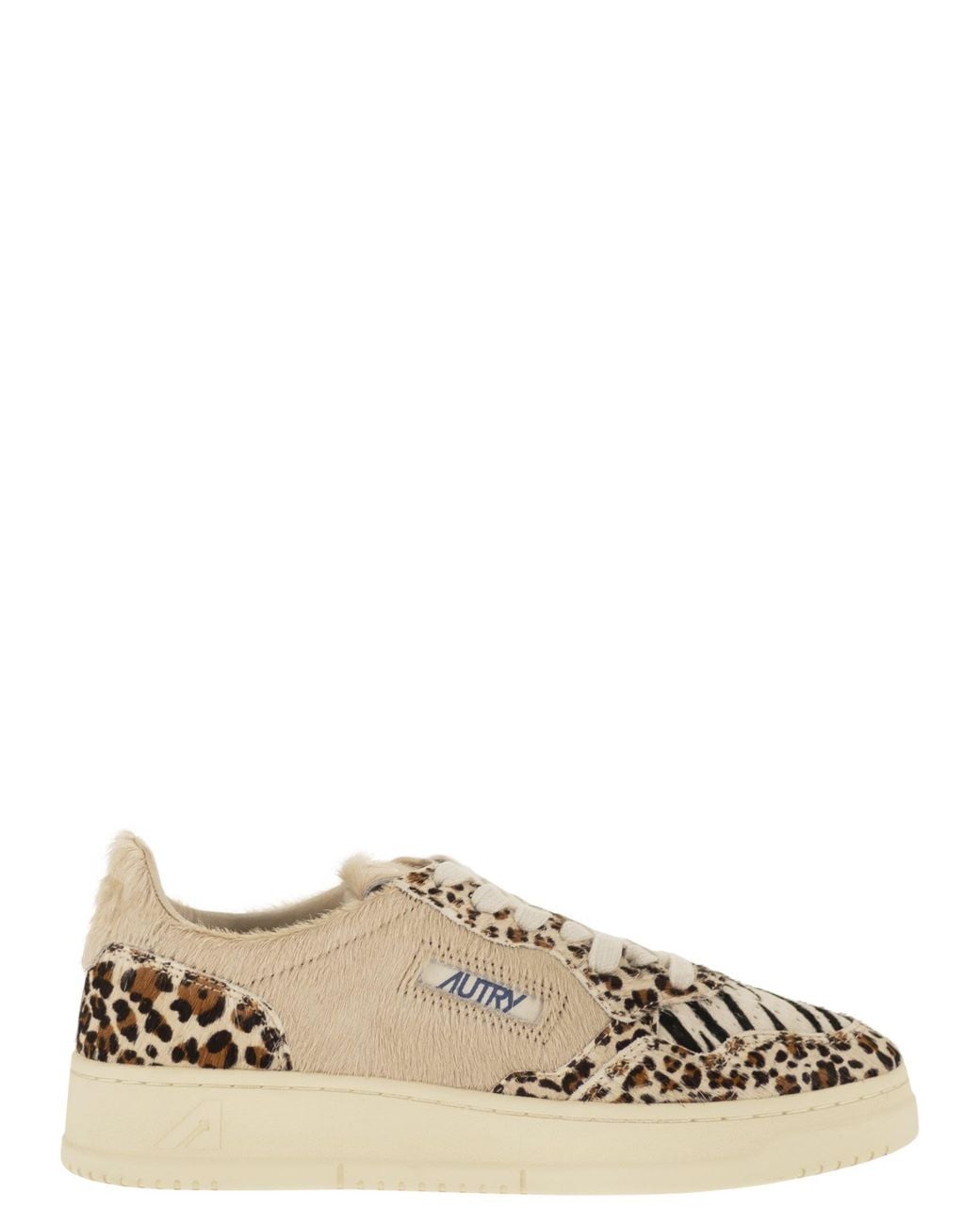 Autry Natural Medalist Low Genuine Haircalf Trainers With Animal Print