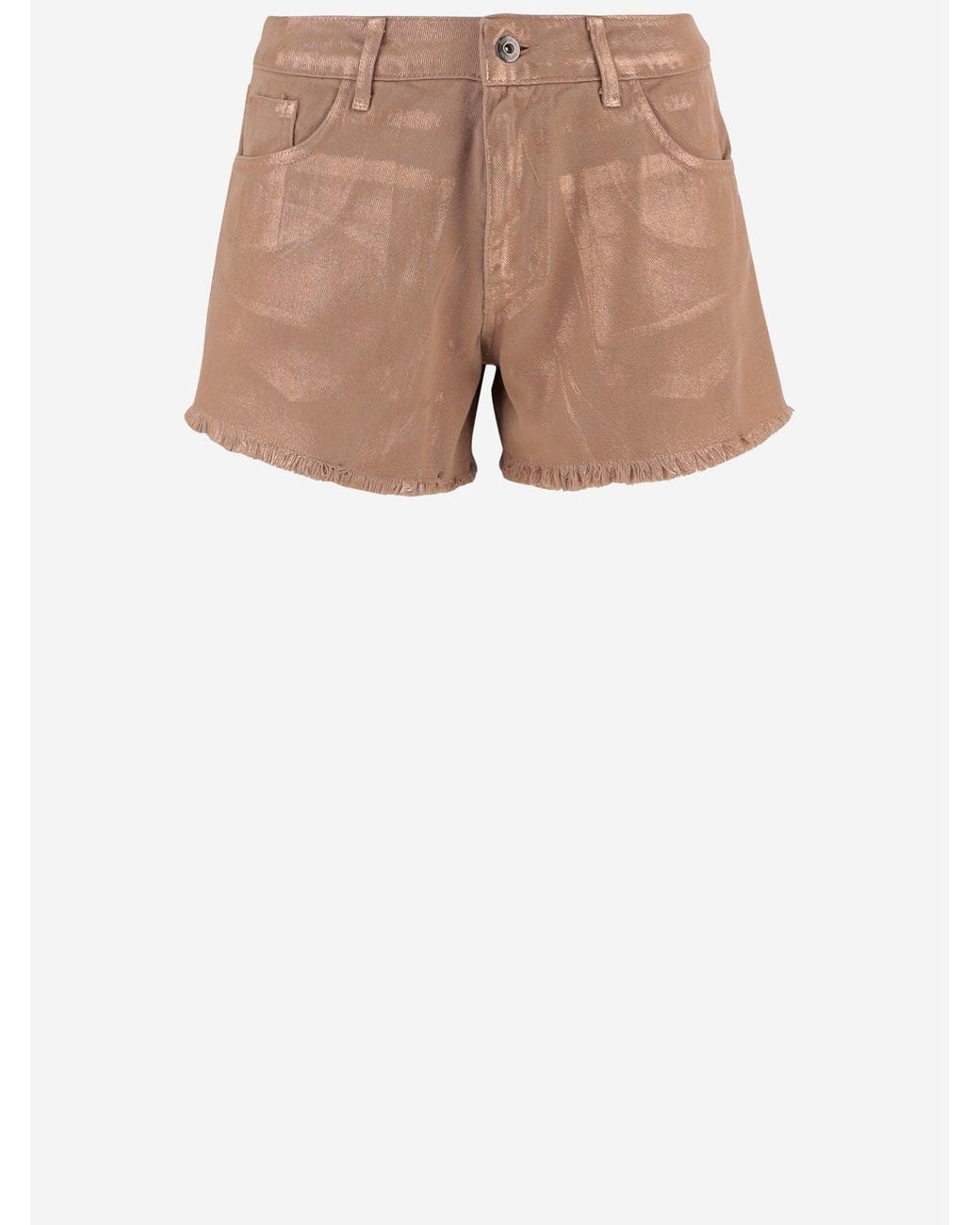 DON'T @ ME Natural Cotton Shorts With Fringed Hem