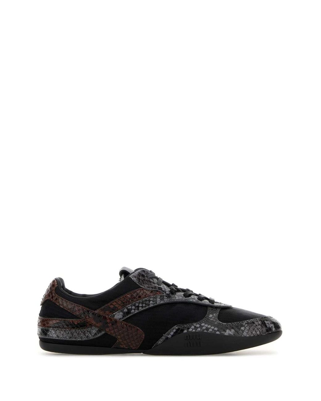 Miu Miu Black Fabric And Leather Sneakers