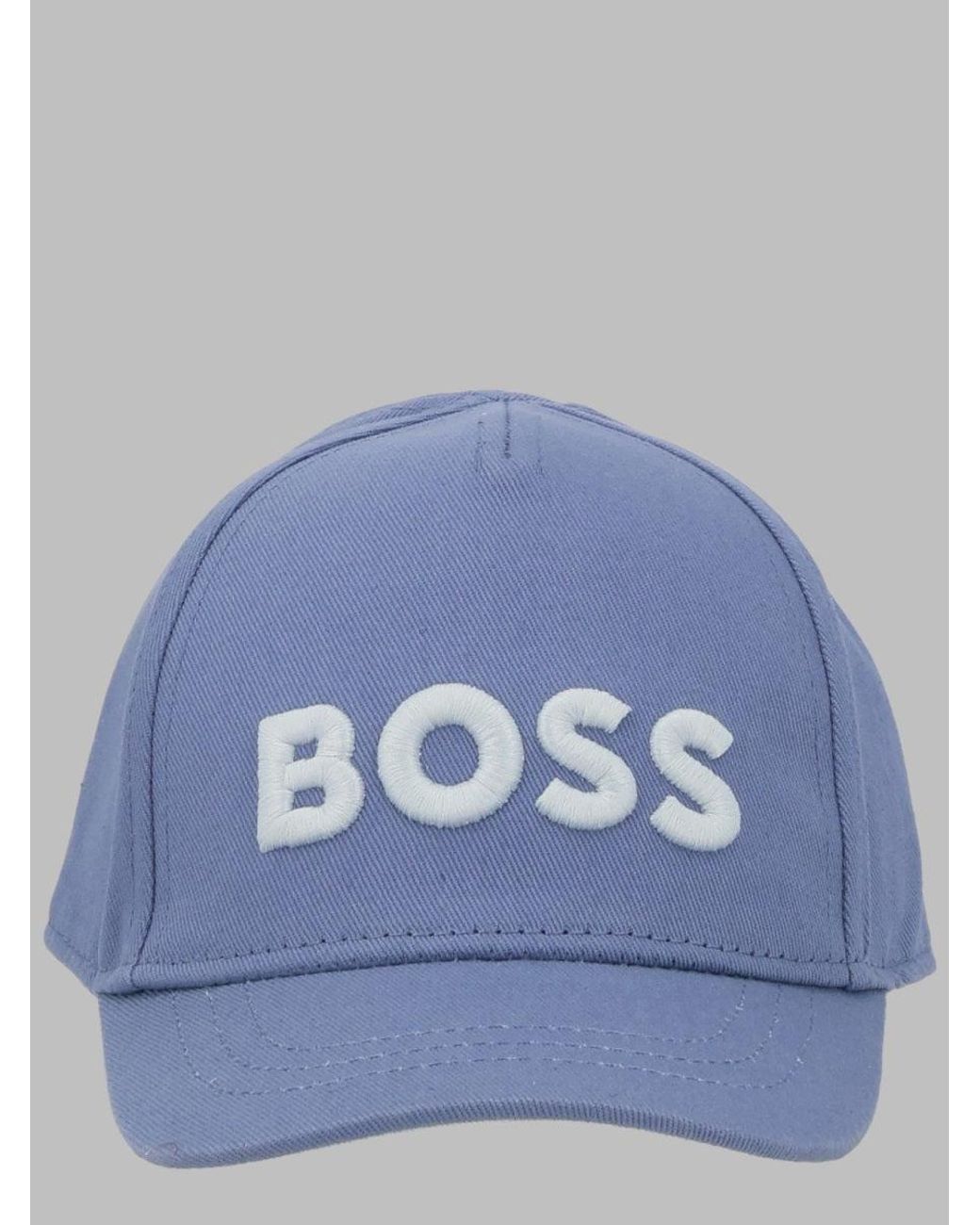 Boss Blue Kids Cotton Baseball Cap With Embroidered Logo