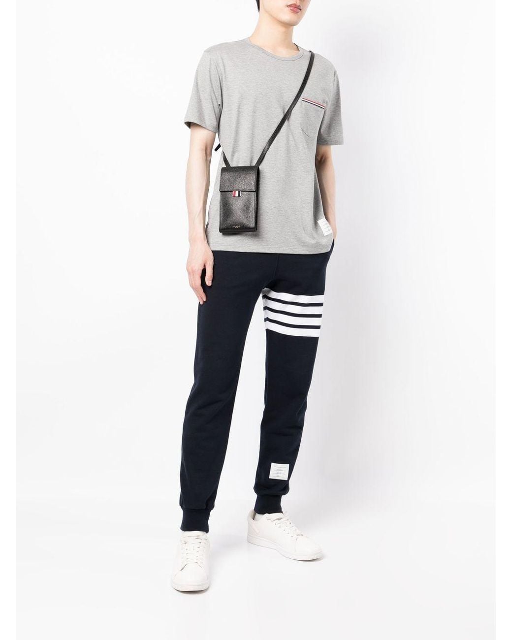 Thom Browne Black Crossbody Phone Holder W/ Flap