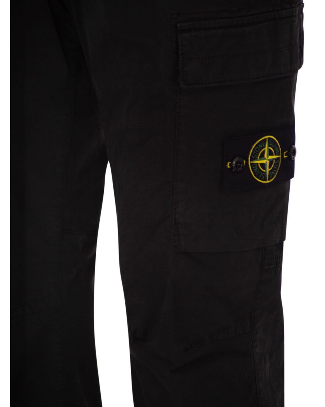 Stone Island Black Regular Tapered Fit Cargo Trousers for men