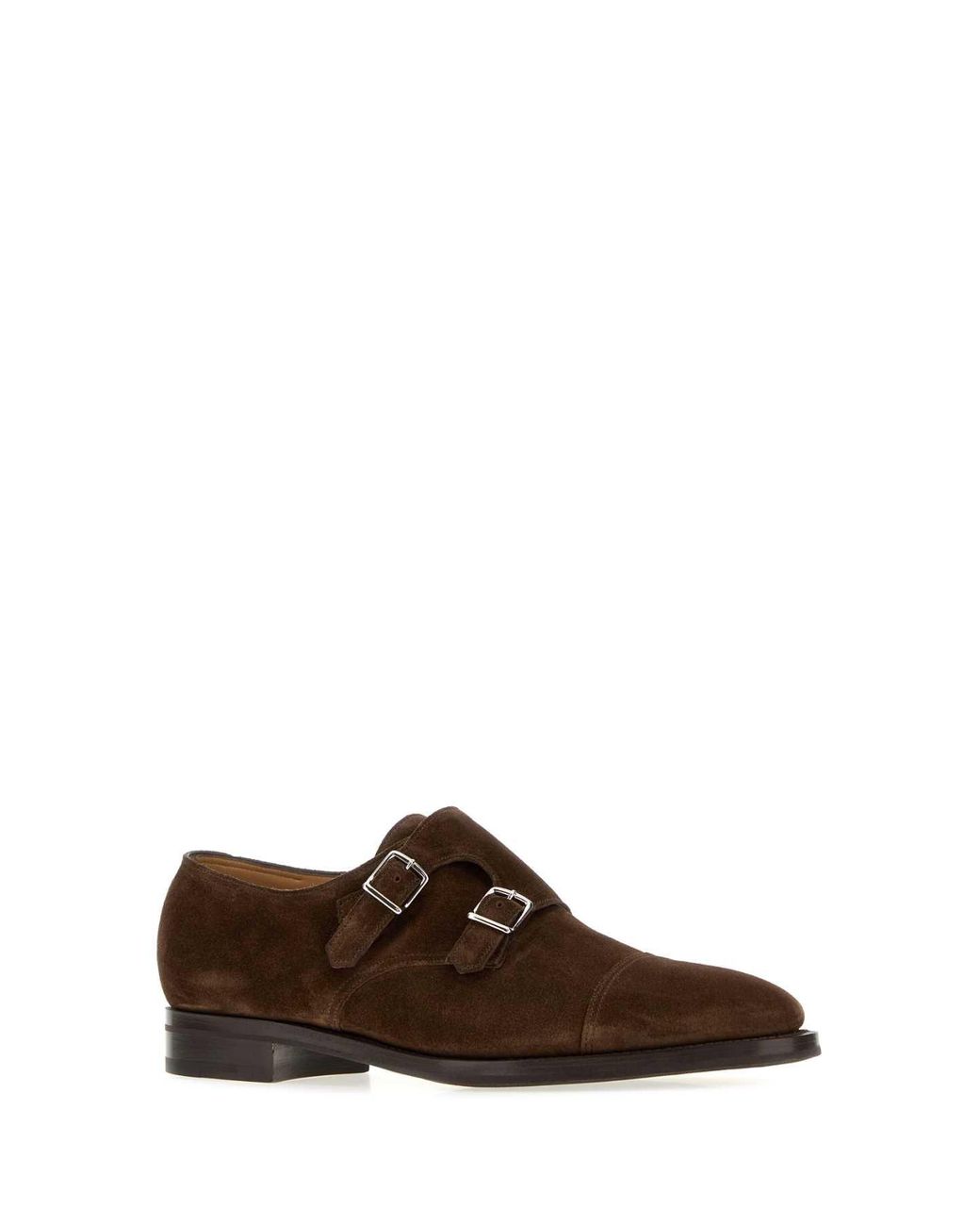 John Lobb Brown Suede William Strap Shoes