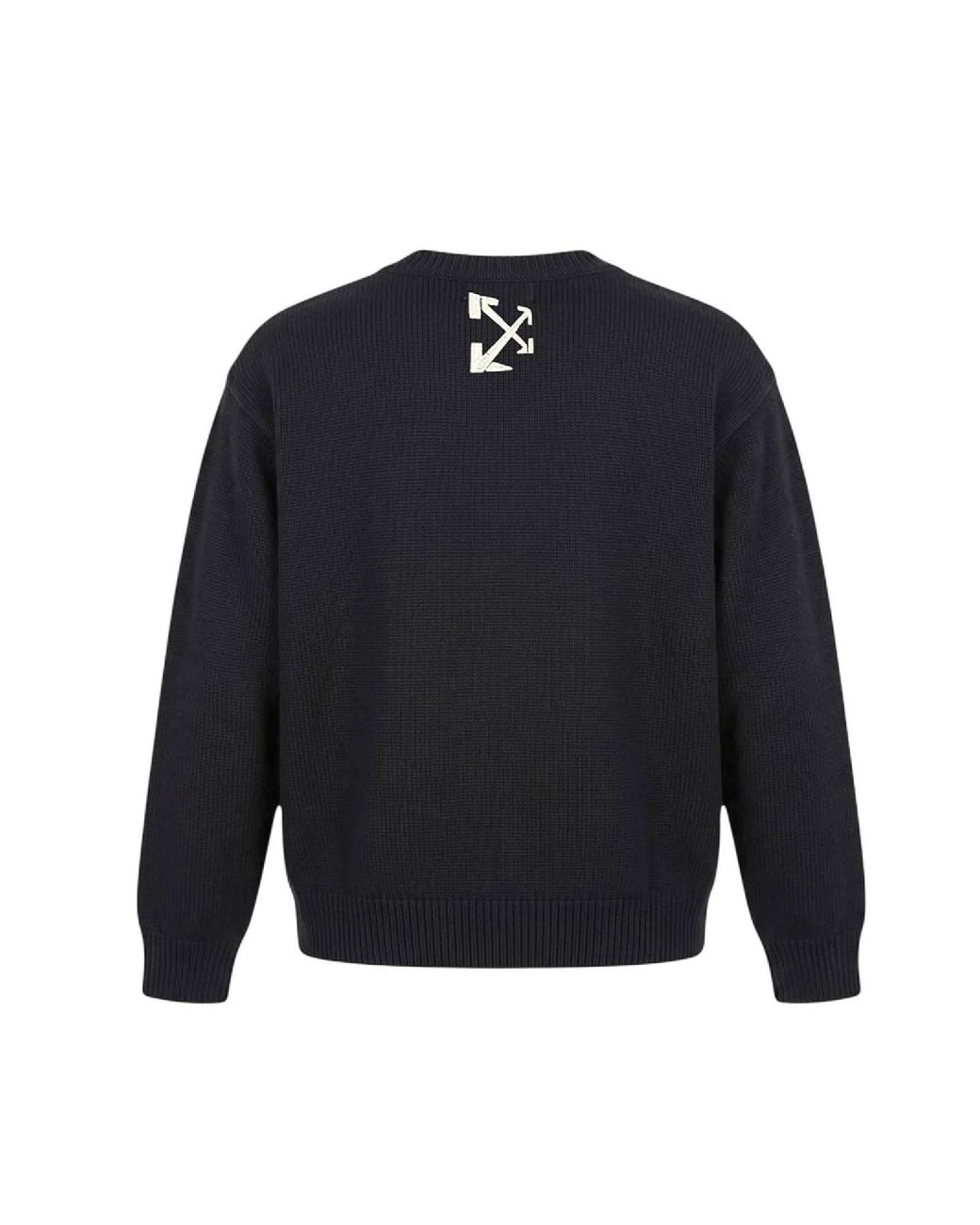 Off-White c/o Virgil Abloh Blue Pull En Maille À Patch Logo Et Col Rond