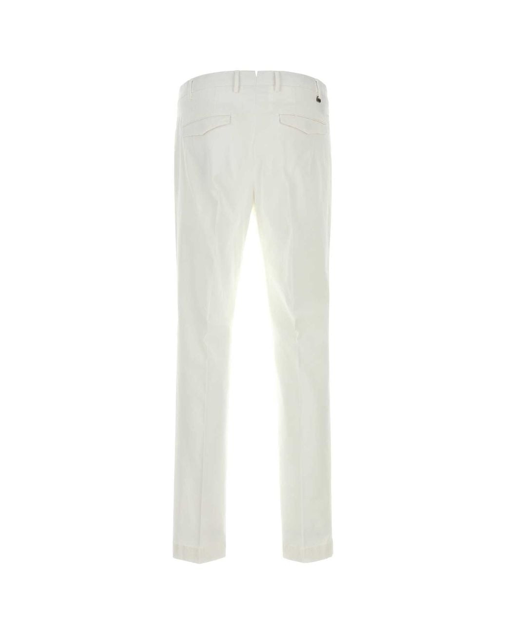 PT Torino White Cotton Stretch Chino Pants for men