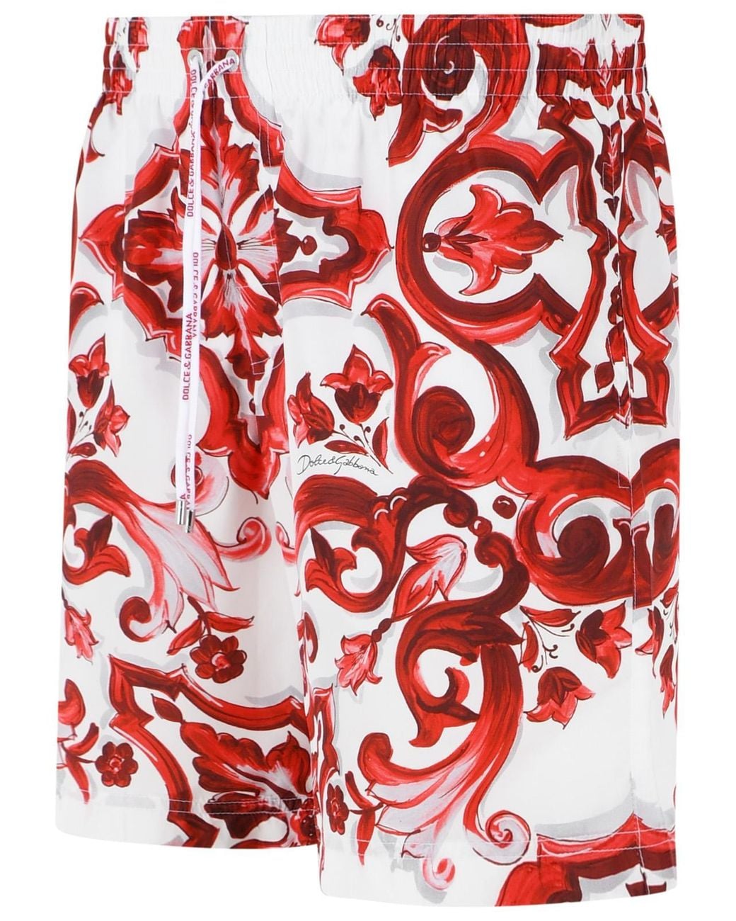 Dolce & Gabbana Red Dolce & Gabbana 'Maiolica' Print Polyester Medium Boxer Shorts for men