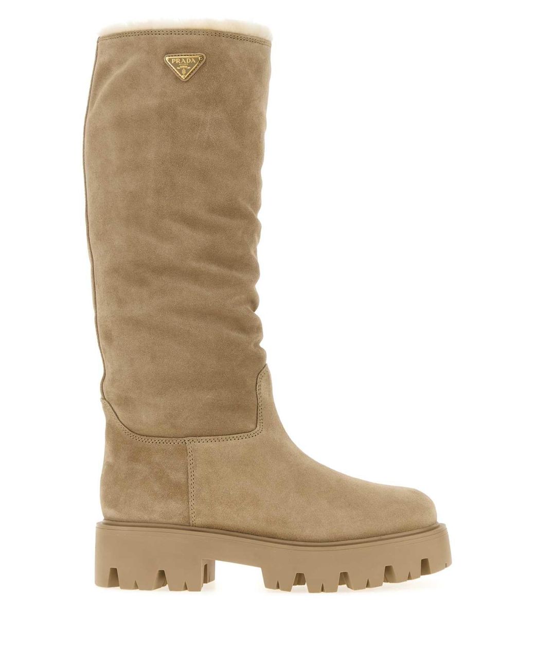 Prada Natural Suede Ankle Boots