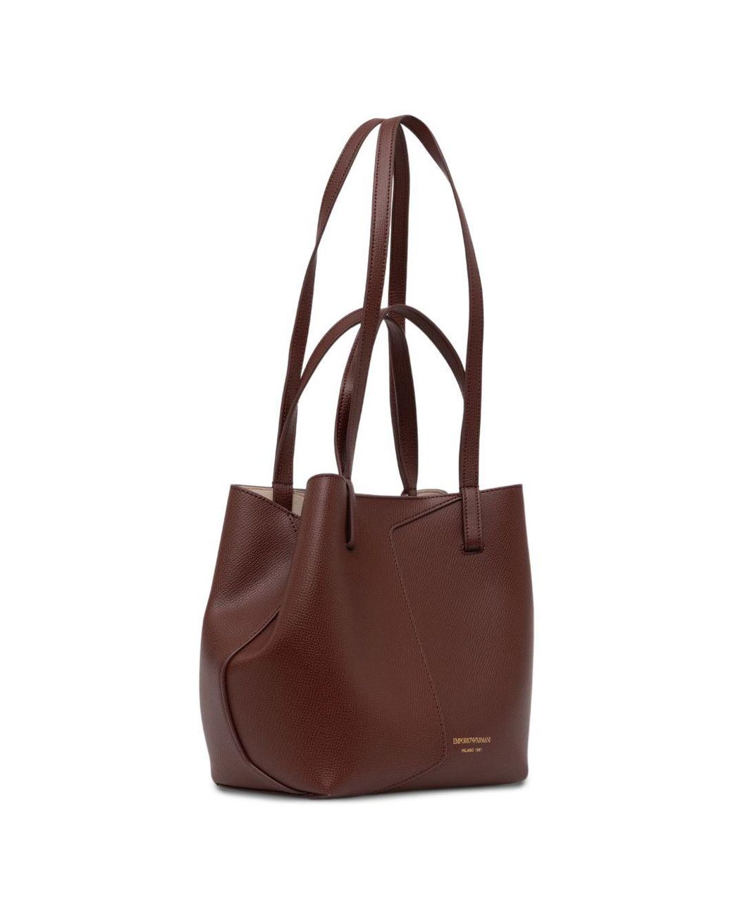Emporio Armani Brown Small Leather Tote Bag