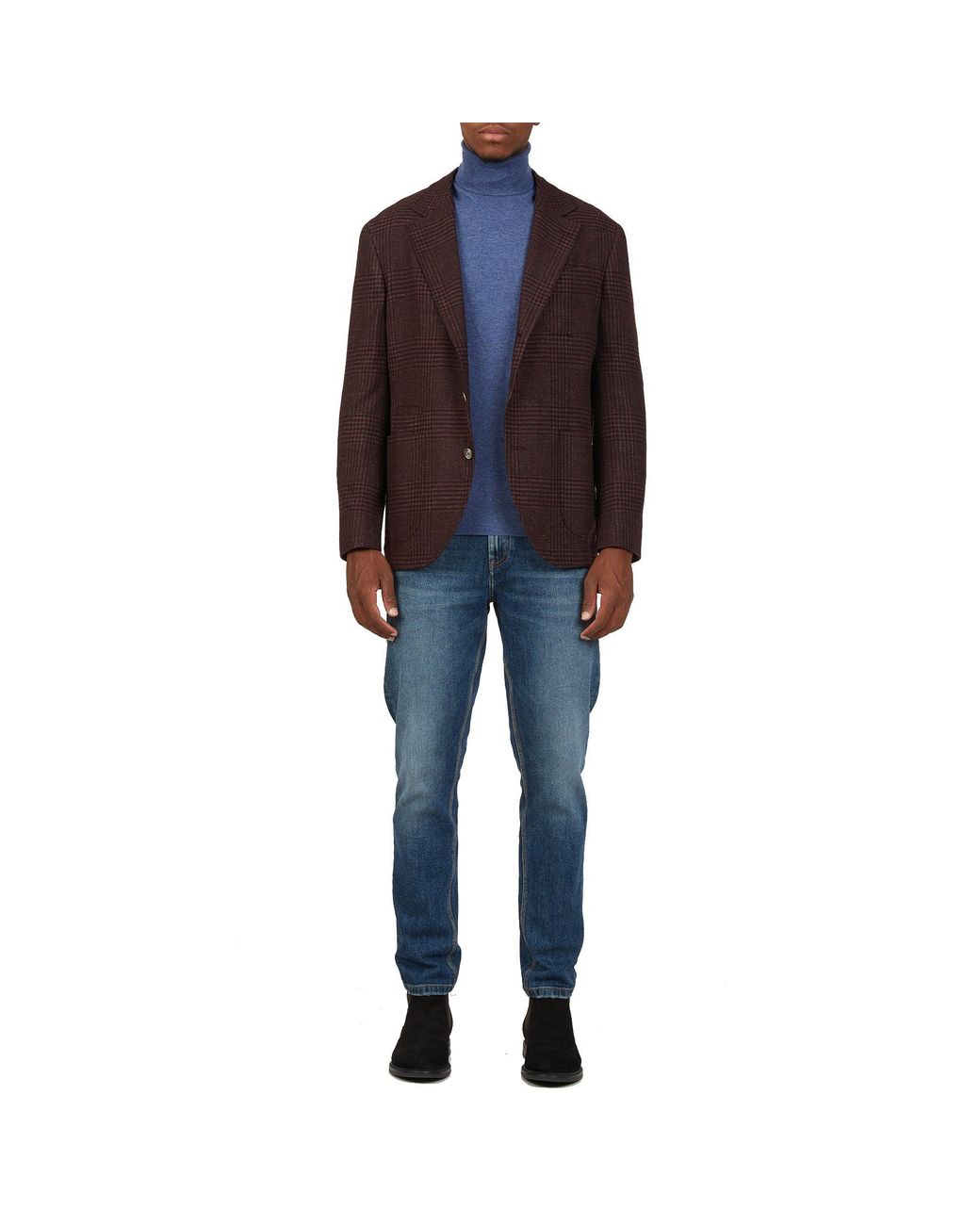 Brunello Cucinelli Brown Tartan Wool Jacket for men