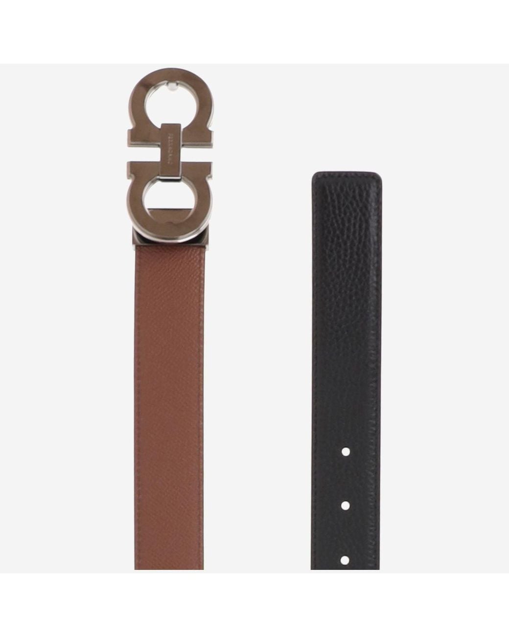 Ferragamo Brown Multi Gancini Interchangeable Reversible Leather Belt