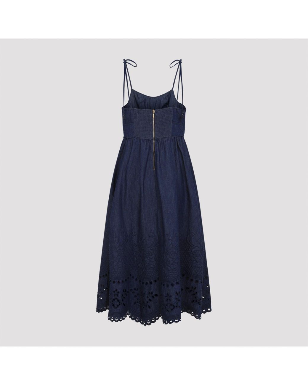 Zimmermann Blue Ink Mahon Denim Broderie Midi Dress