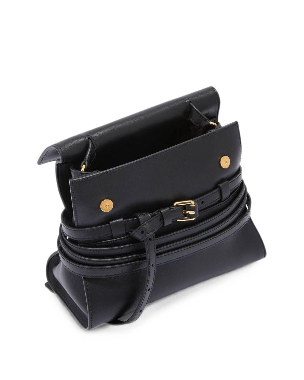 Moschino Black Sheepskin Foldover Top Handle Bag