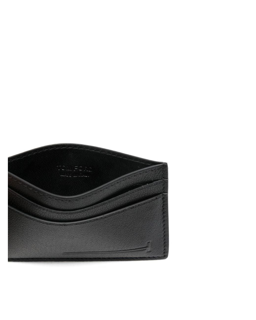 Tom Ford Black Logo-Print Leather Cardholder for men