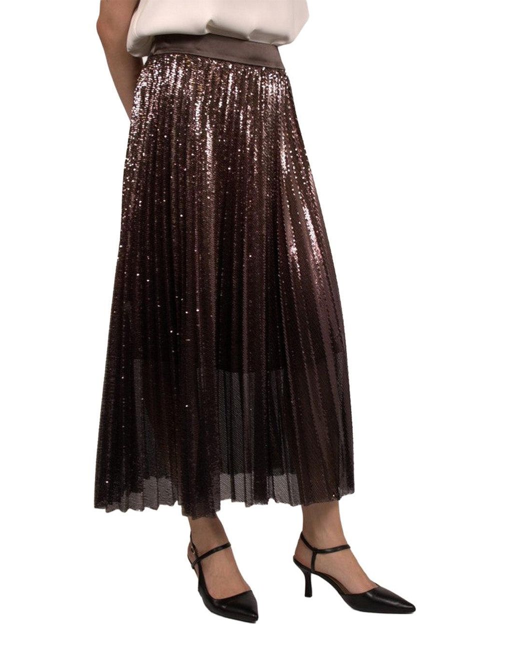 Peserico Black Crepe Midi Skirt