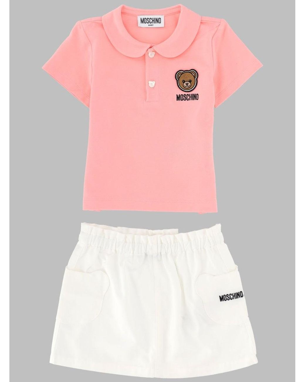Moschino Pink Polo-Shirt And Skirt Set