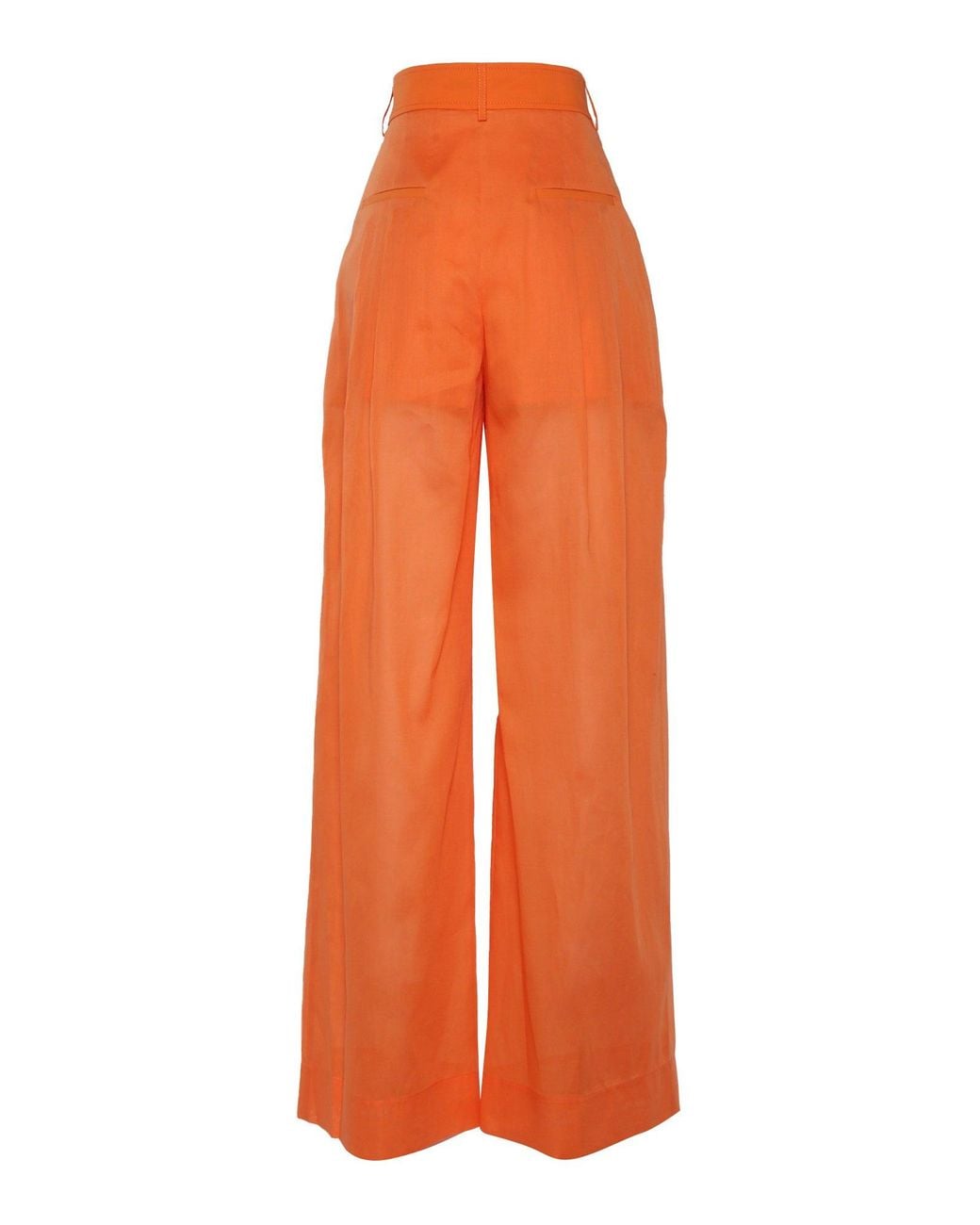 Alberta Ferretti Orange Wide-Leg Trousers With High Waist And Pleated Front