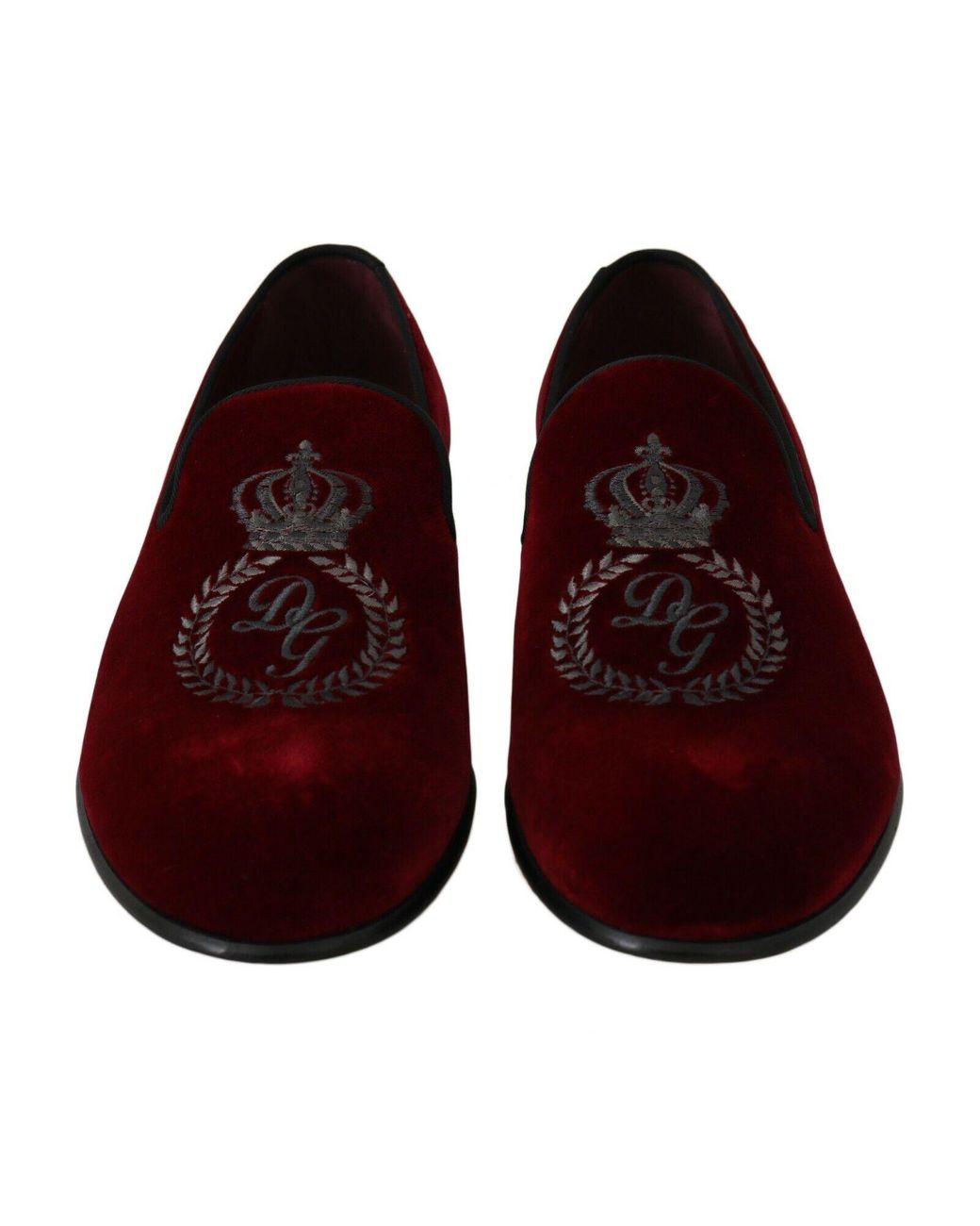Mocassini in velluto rosso con corona ricamata Scarpe da Uomo di Dolce &  Gabbana in Rosso | Lyst
