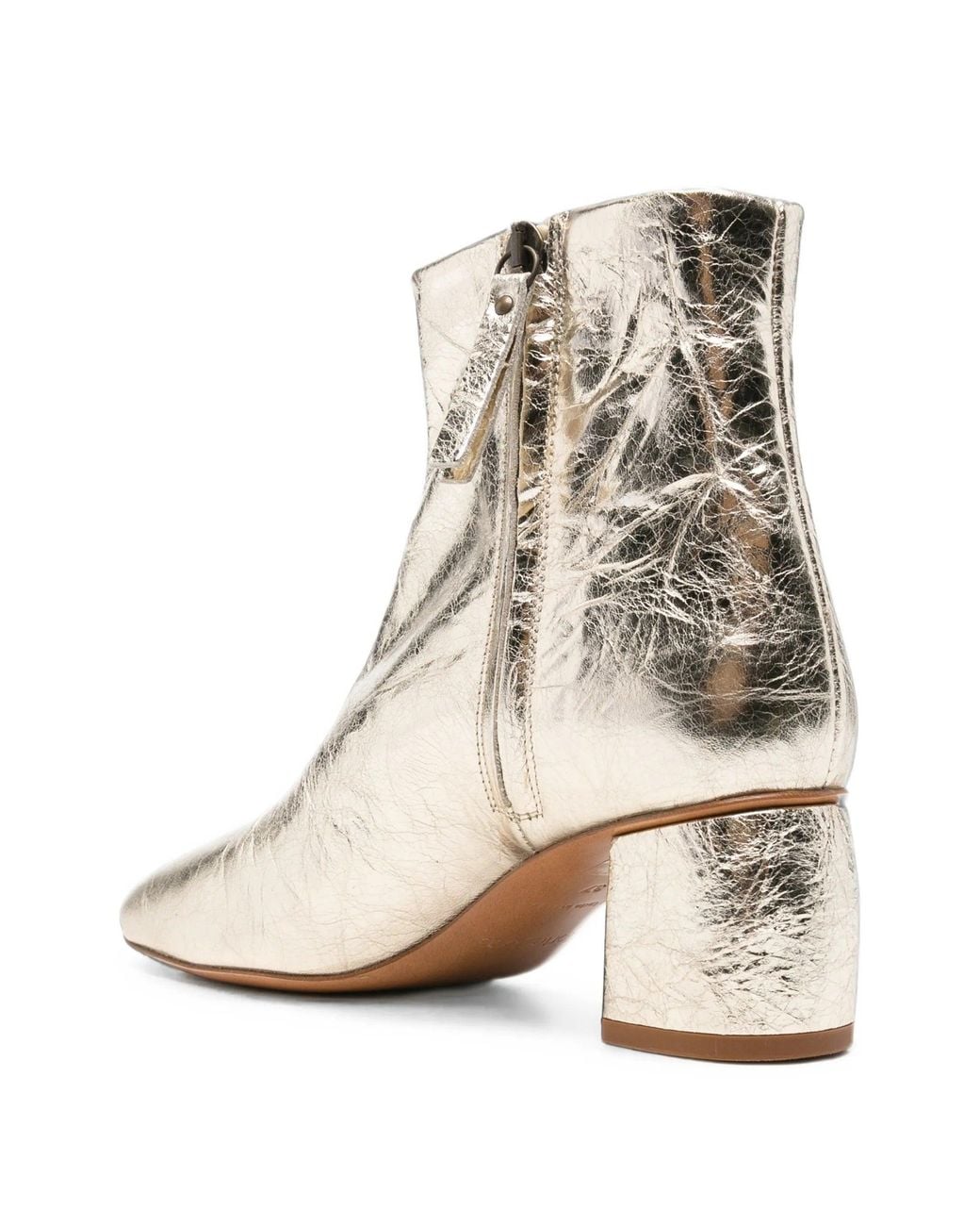 Forte_forte White "My Alma" Stivaletto Chic Pelle Laminata Craquele'