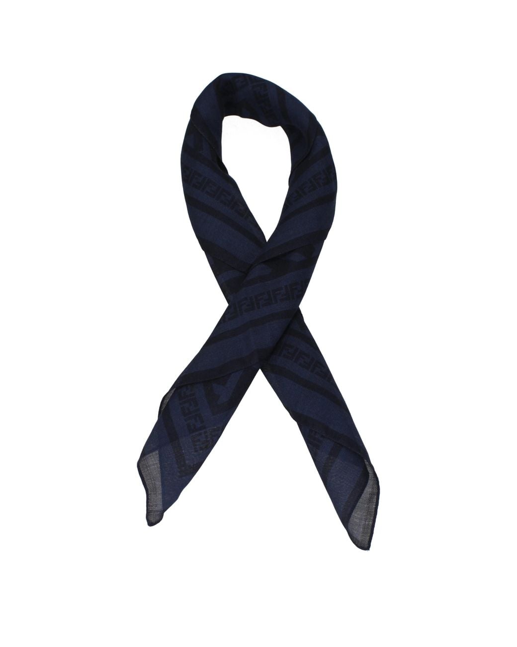 Fendi Blue Foulard Virgin Wool