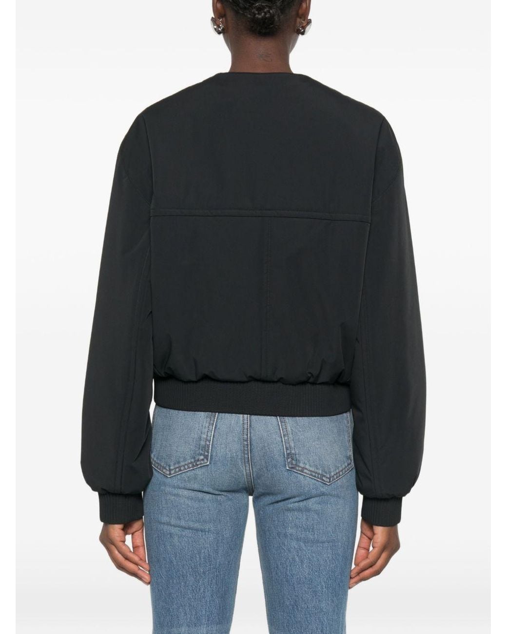 Khaite Black Cordan Nylon Bomber Jacket