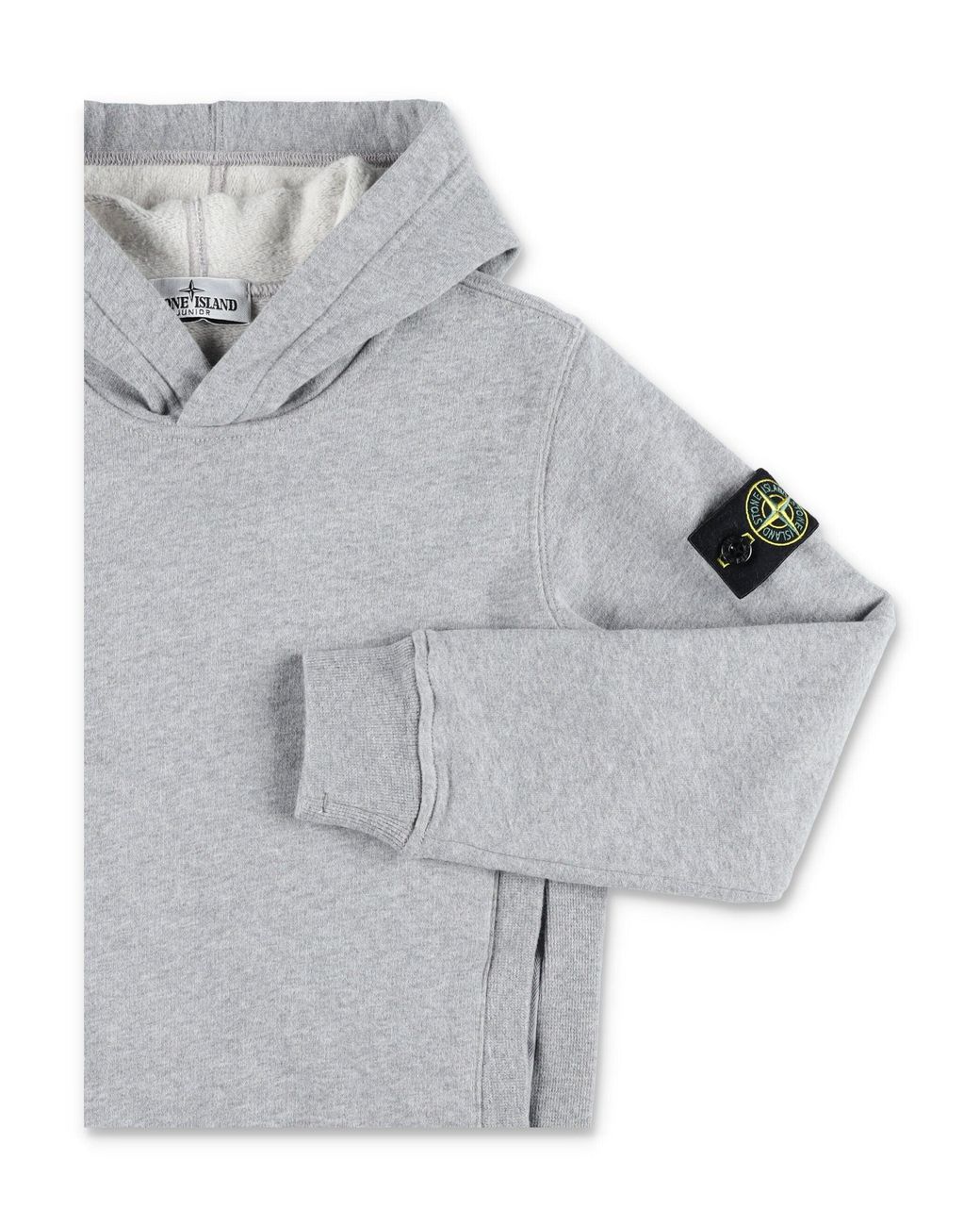 Stone Island Gray Junior Hooded Sweatshirt With Compass Badge