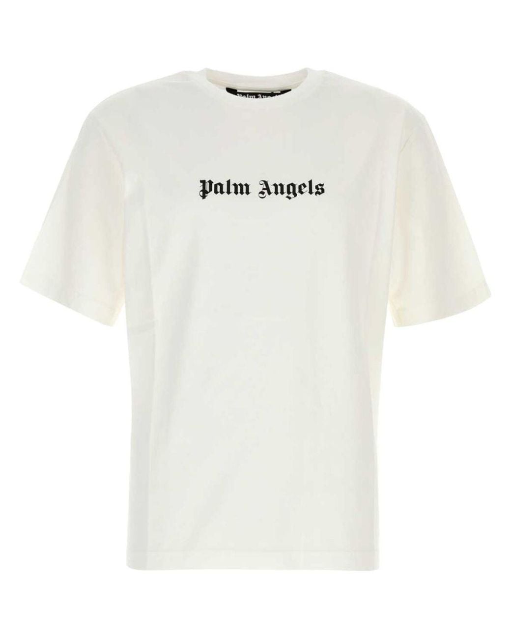 Palm Angels White Logo Cotton T-Shirt for men