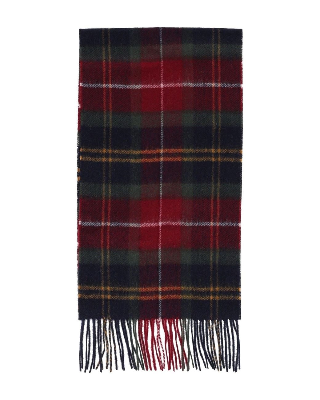 Barbour Red Wool Cashmere Tartan Scarf