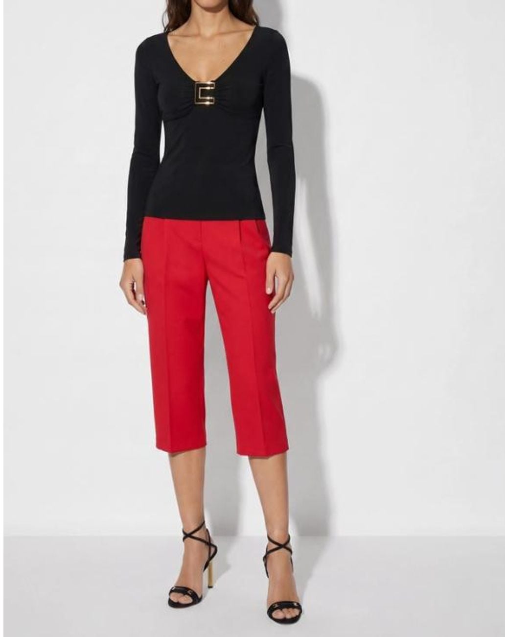 Elisabetta Franchi Black Top With Jewel Logo