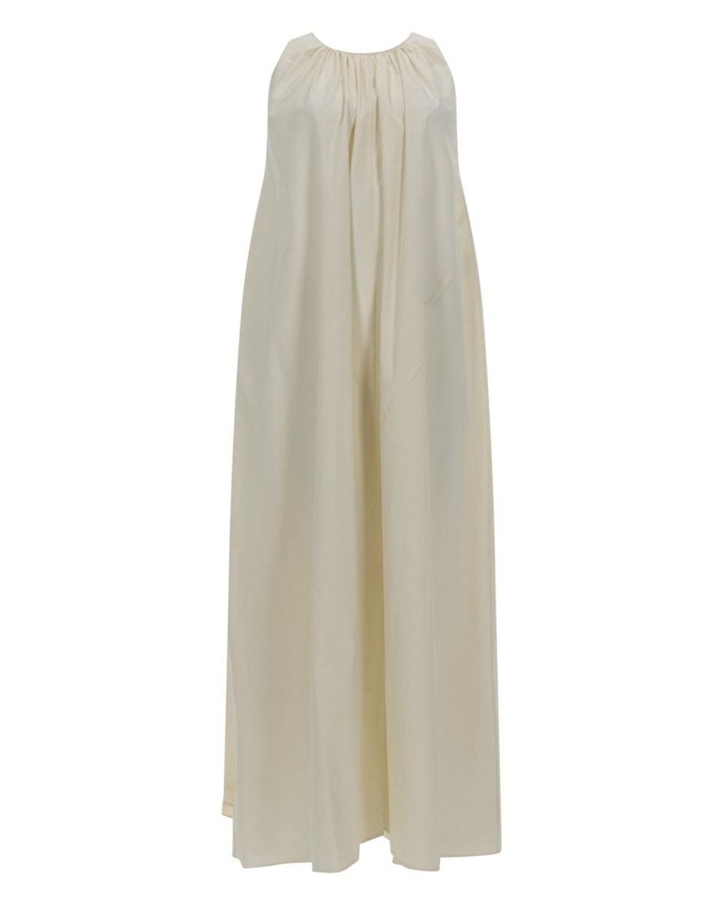 Alysi White Abito Lungo In Cotone