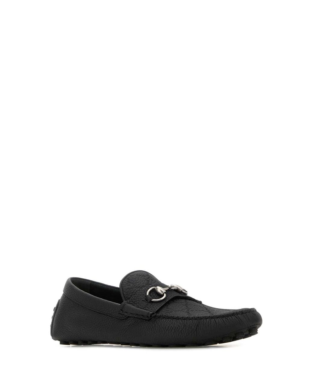 Gucci Black Leather Driver Loafers