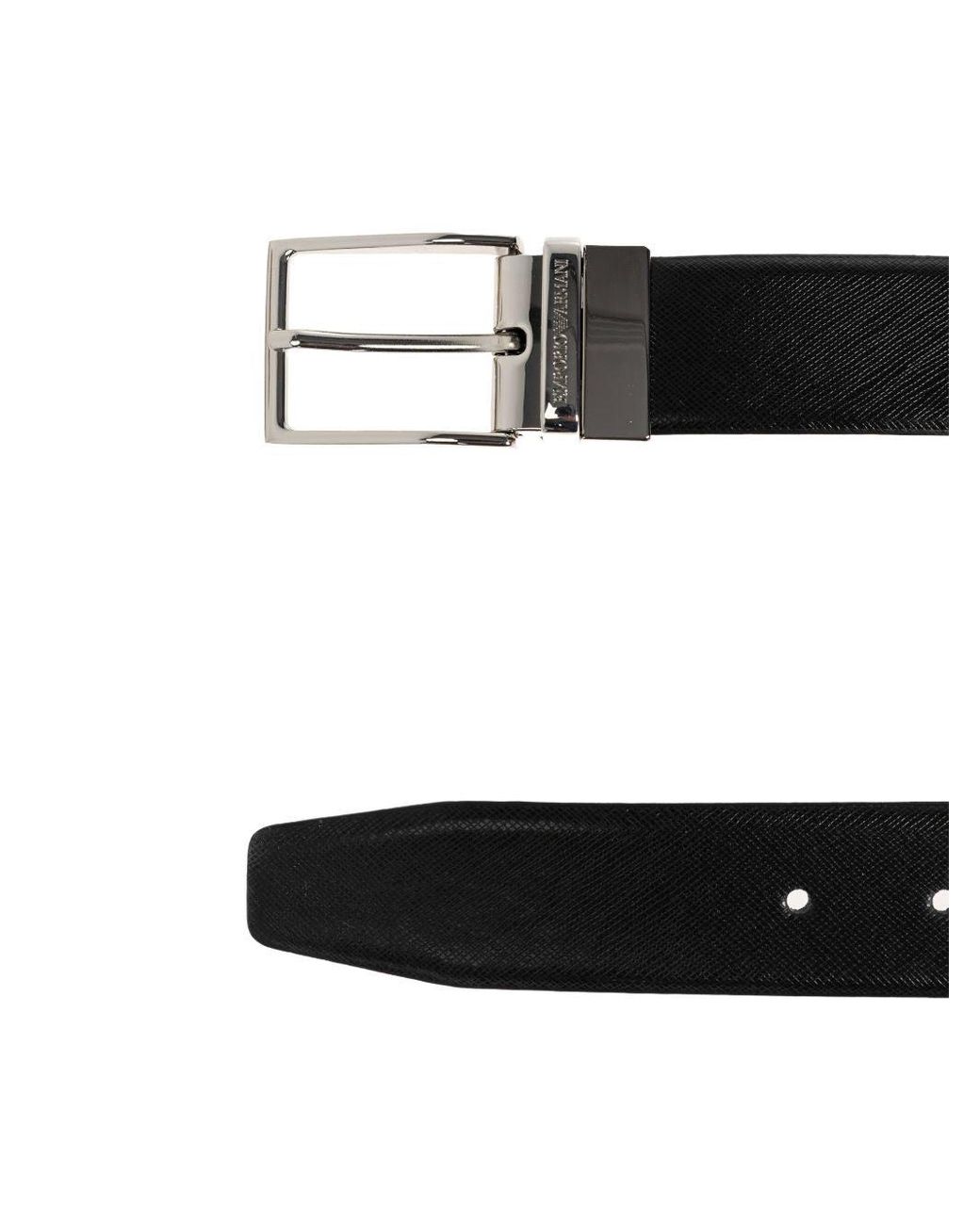 Emporio Armani Exclusive Exclusieve Lederen Riem Van Emporio Armani in het White voor heren