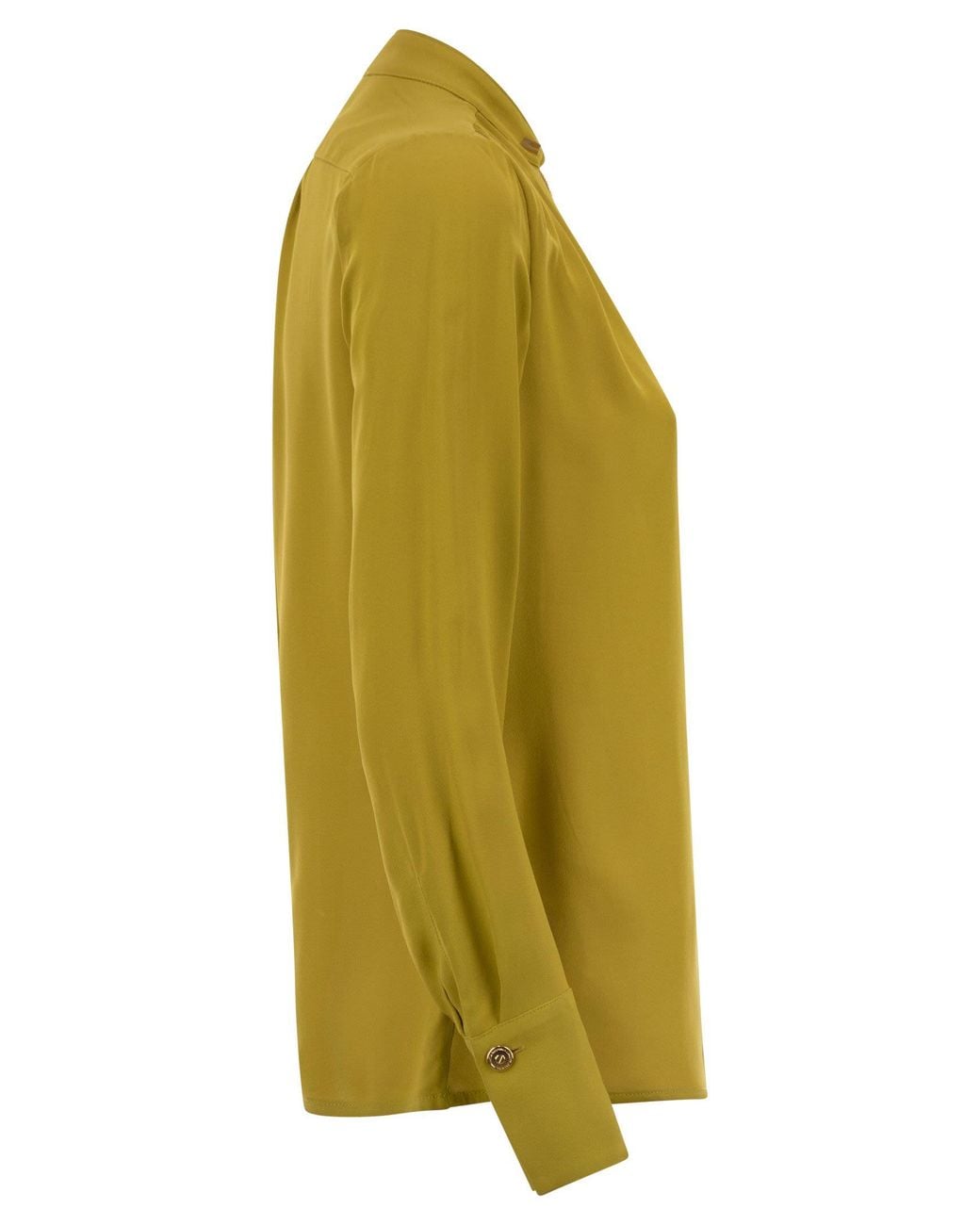 Elisabetta Franchi Green Georgette Shirt With Charms And Logo for men