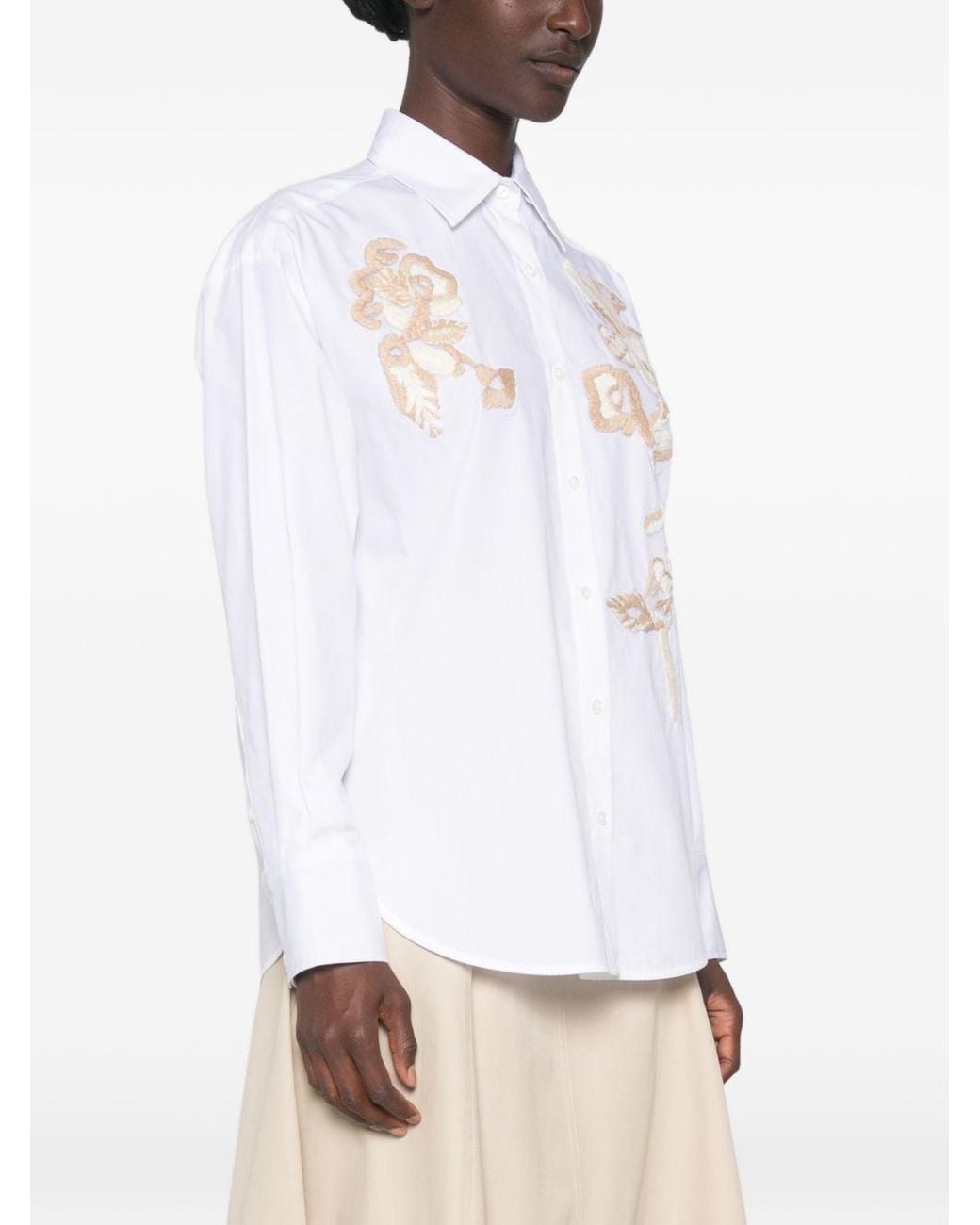 ERMANNO FIRENZE White Embroidered Cotton Shirt