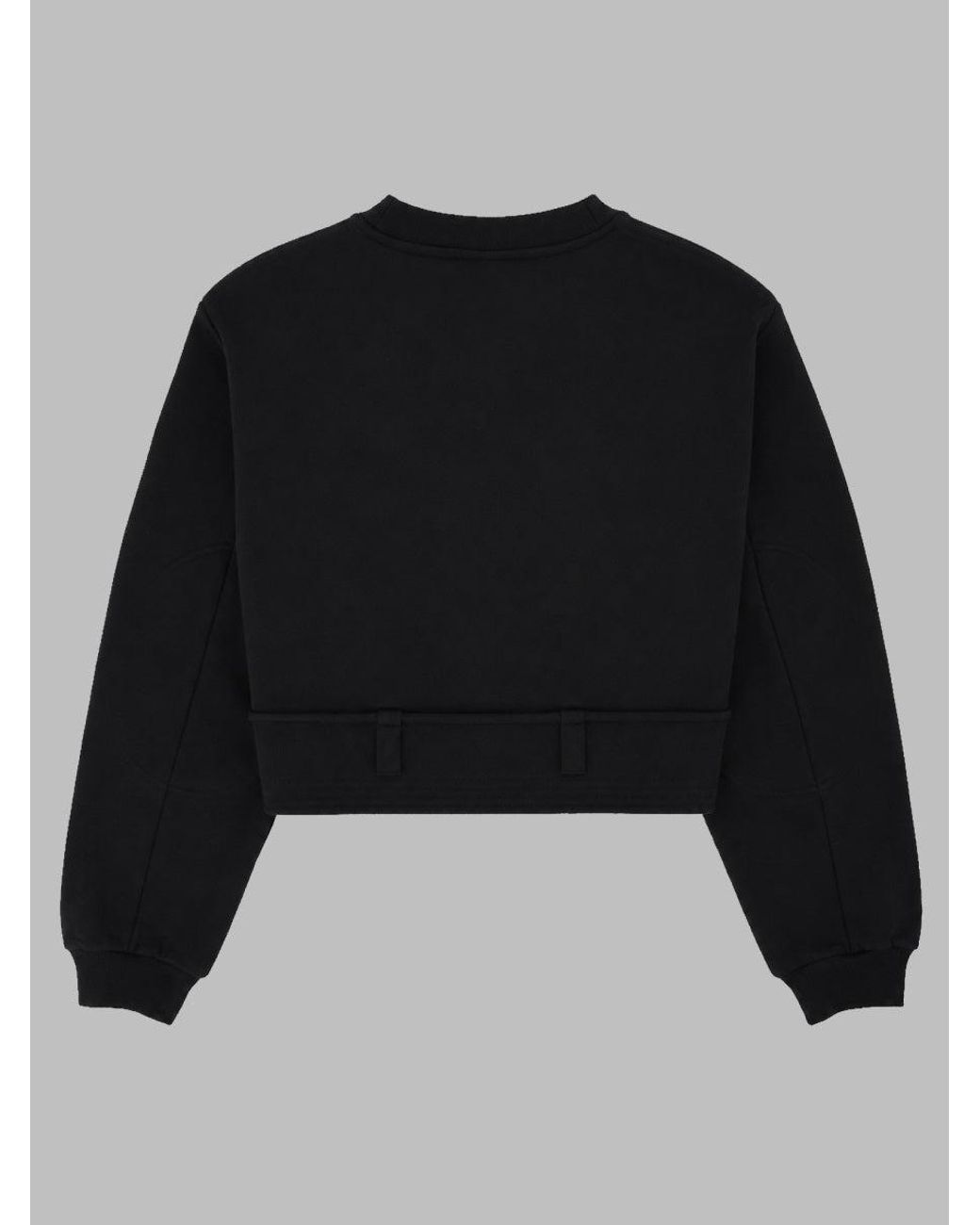 Dries Van Noten Black Cropped Cotton Sweatshirt With Drawstring Waist