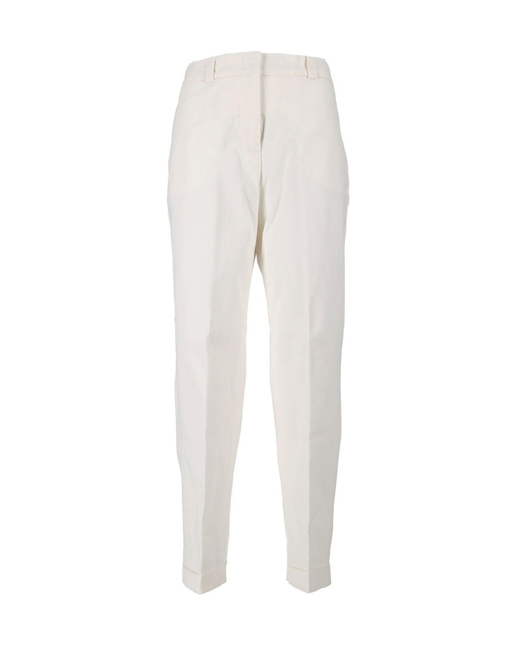 Peserico White Tailored Straight-Leg Formal Pants